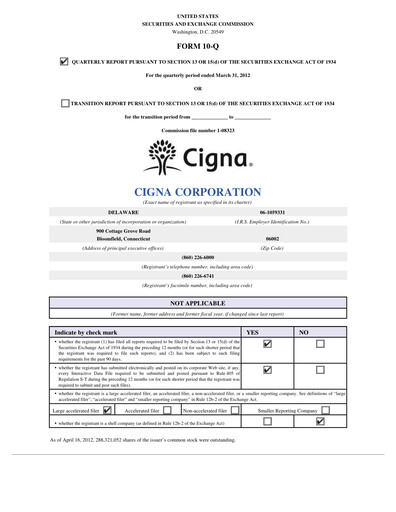 Thumbnail The Cigna Group Quarterly Report 2012-q1
