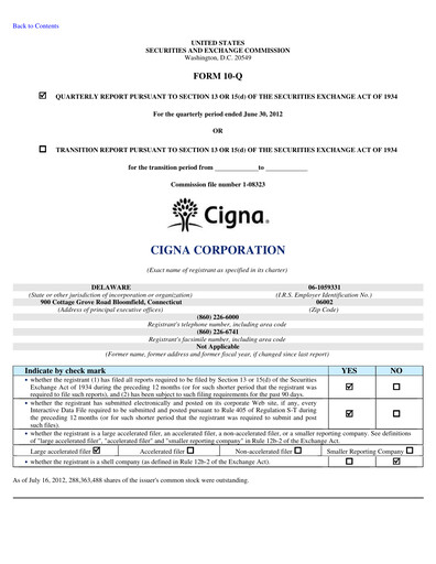 Thumbnail The Cigna Group Quarterly Report 2012-q2