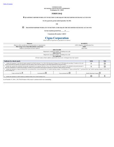 Thumbnail The Cigna Group Quarterly Report 2016-q3