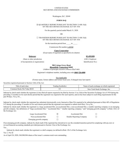 Thumbnail The Cigna Group Quarterly Report 2020-q1