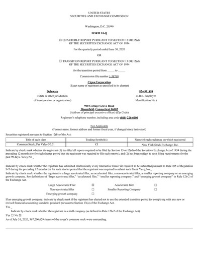 Thumbnail The Cigna Group Quarterly Report 2020-q2