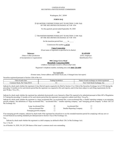 Thumbnail The Cigna Group Quarterly Report 2020-q3