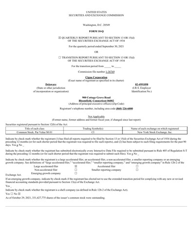 Thumbnail The Cigna Group Quarterly Report 2021-q3