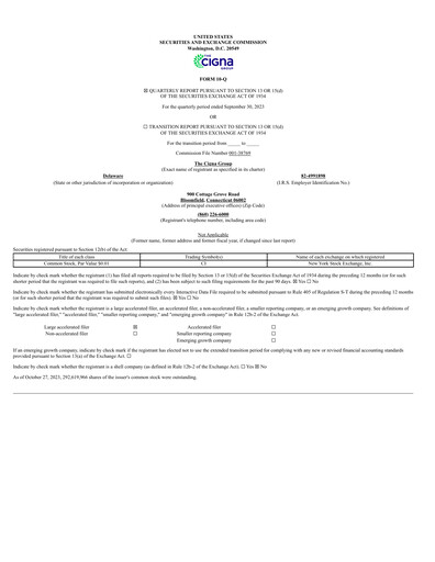 Thumbnail The Cigna Group Quarterly Report 2023-q3
