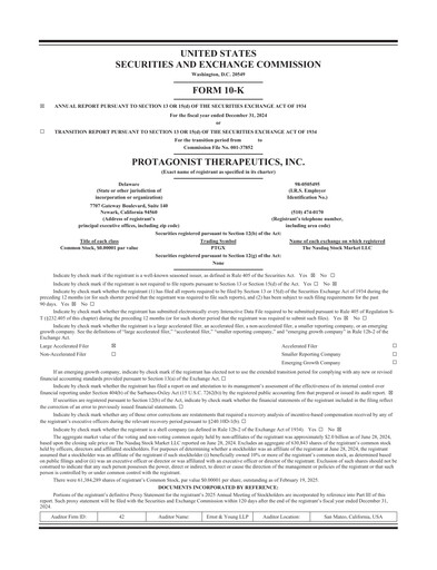 Thumbnail Protagonist Therapeutics
 Annual Report 2024
