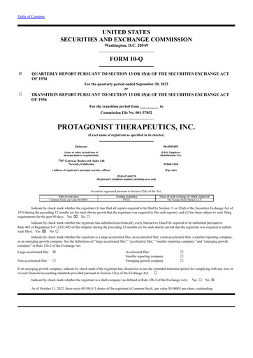 Thumbnail Protagonist Therapeutics
 Quarterly Report 2022-q3