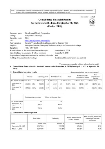 Thumbnail JX Advanced Metals Half-year Report 2025-h1