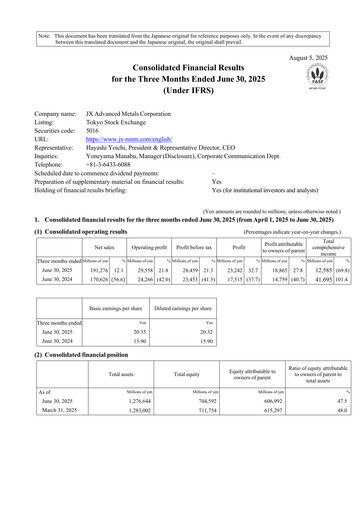 Thumbnail JX Advanced Metals Quarterly Report 2025-q1