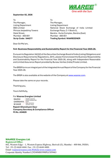 Thumbnail Waaree Energies Limited (WEL) ESG Report 2025-2026