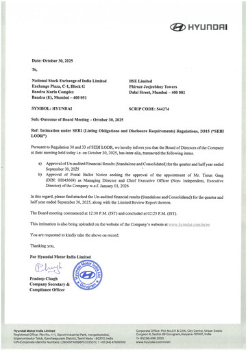 Thumbnail Hyundai Motor India Quarterly Report 2025-q2