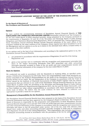 Miniature The Fertilisers And Chemicals Travancore Limited Bilan financier 2023-2024
