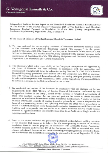 Thumbnail The Fertilisers And Chemicals Travancore Limited Quarterly Report 2025-q3