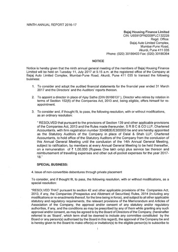 Thumbnail Bajaj Housing Finance Limited (BHFL) Annual Report 2016-2017