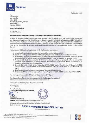 Thumbnail Bajaj Housing Finance Limited (BHFL) Quarterly Report 2023-q2