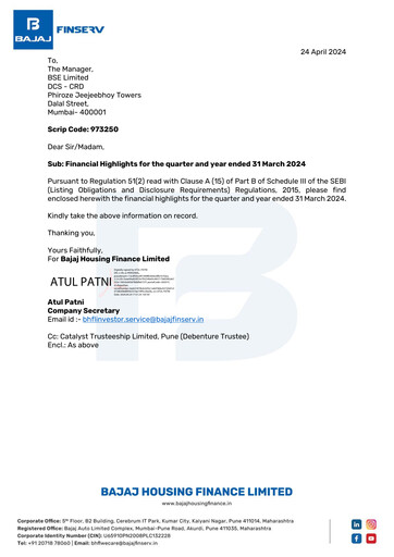 Thumbnail Bajaj Housing Finance Limited (BHFL) Quarterly Report 2023-q4