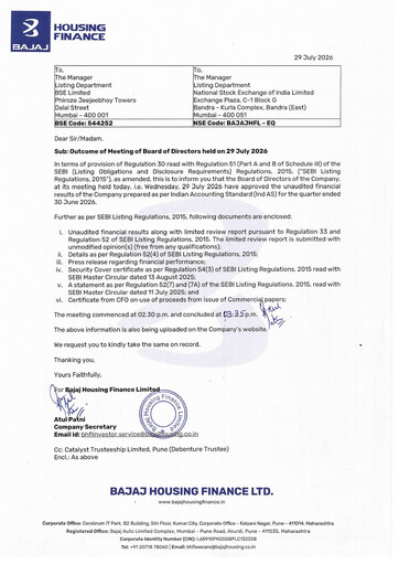 Thumbnail Bajaj Housing Finance Limited (BHFL) Quarterly Report 2026-q1