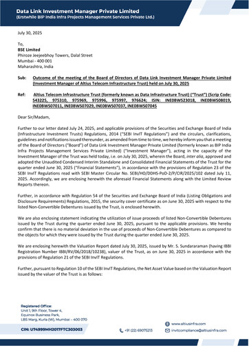 Thumbnail Altius Telecom Infrastructure Trust Quarterly Report 2025-q1