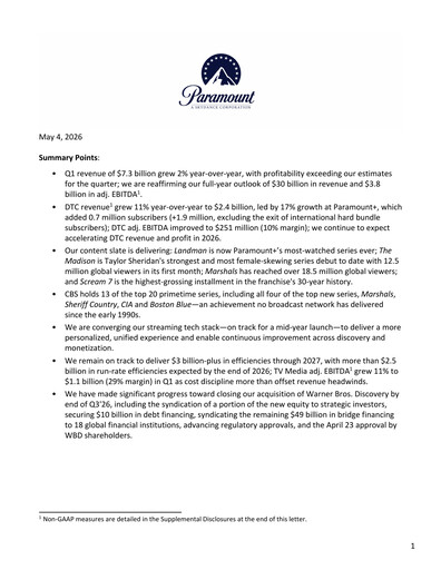 Thumbnail Paramount Skydance Quarterly Report 2026-q1