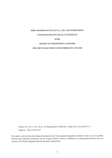 Vorschaubild Bora Pharmaceuticals Finanzmitteilung 2021