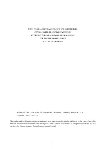 Vorschaubild Bora Pharmaceuticals Finanzmitteilung 2025-h1