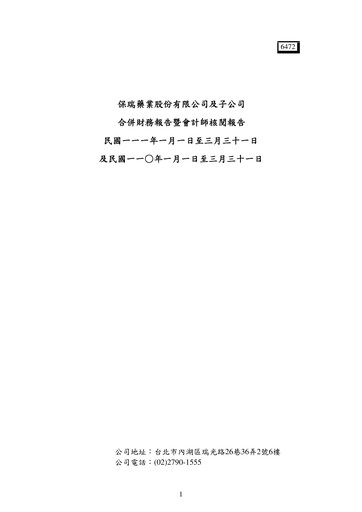 Thumbnail Bora Pharmaceuticals Financial Statement 2022-q1