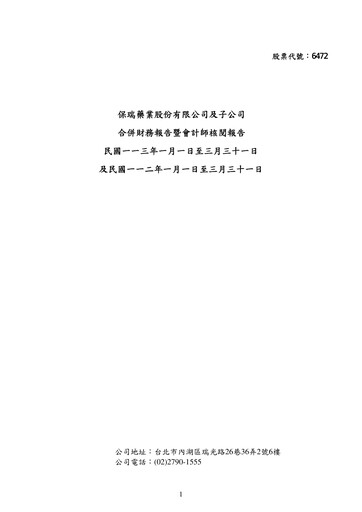 Thumbnail Bora Pharmaceuticals Financial Statement 2024-q1