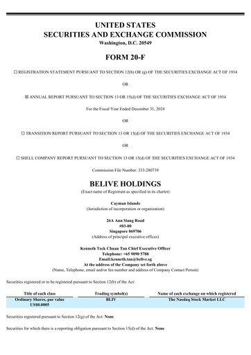 Thumbnail BeLive Holdings Annual Report 2024