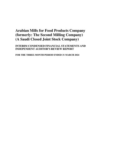 Miniature Arabian Mills for Food Products Rapport trimestriel 2024-q1