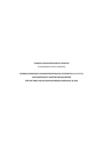 Miniature Tamkeen Human Resources Company Rapport semestriel 2025-h1