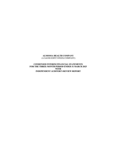 Thumbnail Almoosa Health Company Financial Statement 2025-q1