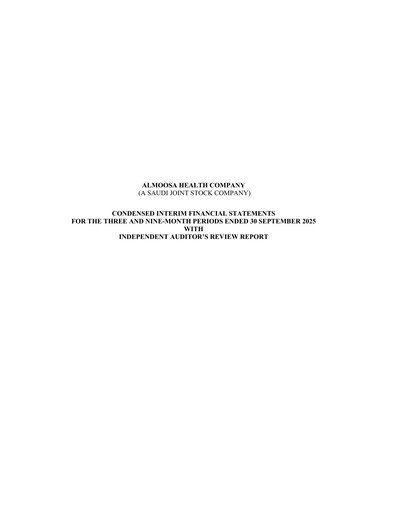 Thumbnail Almoosa Health Company Financial Statement 2025-q3