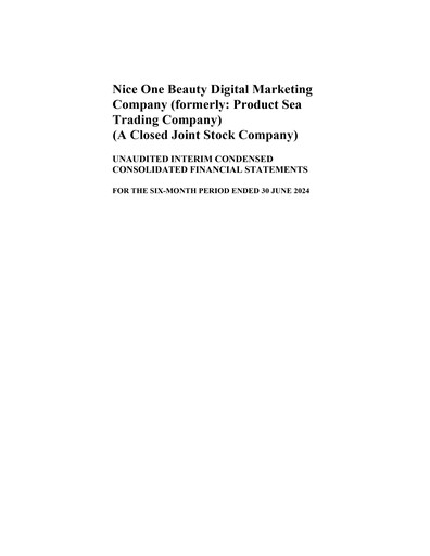 Thumbnail Nice One Beauty Digital Marketing Company Financial Statement 2024-h1