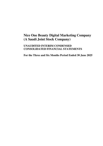 Thumbnail Nice One Beauty Digital Marketing Company Financial Statement 2025-h1