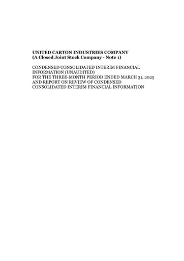 Thumbnail United Carton Industries Company Quarterly Report 2025-q1