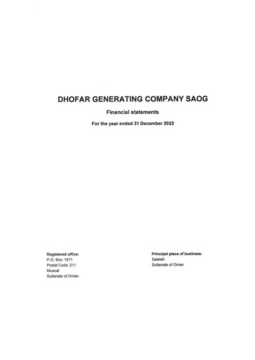 Thumbnail Dhofar Generating Company Financial Statement 2023