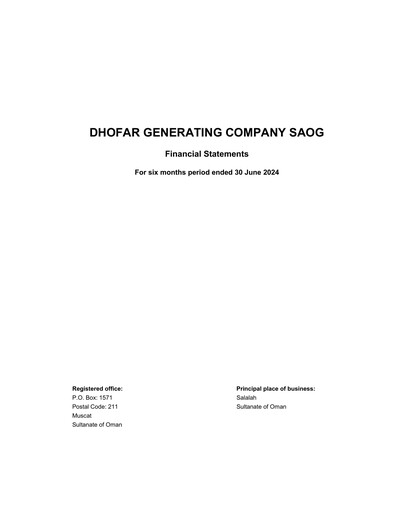 Thumbnail Dhofar Generating Company Financial Statement 2024-h1