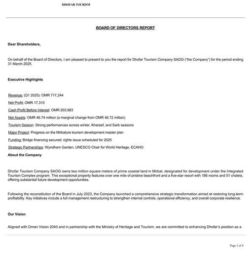 Thumbnail Dhofar Tourism Quarterly Report 2025-q1