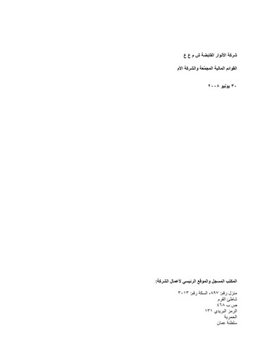 Miniature Al Anwar Investments SAOG Rapport trimestriel 2008-q1