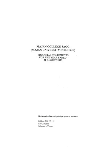 Thumbnail Majan University College Financial Statement fy2023