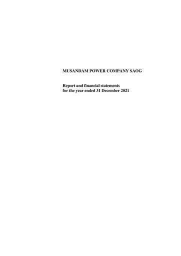 Thumbnail Musandam Power Financial Statement 2021