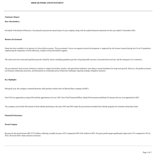 Thumbnail Dhofar Food & Investment SAOG Annual Report 2024