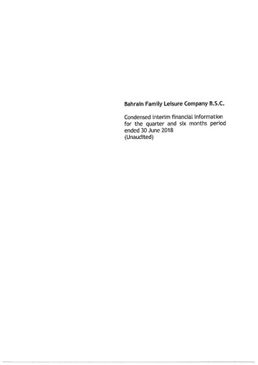 Thumbnail Bahrain Family Leisure Company Financial Statement 2018-h1