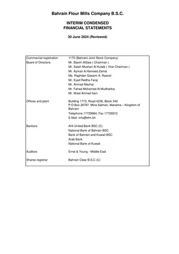 Thumbnail Bahrain Flour Mills Company Financial Statement 2024-h1