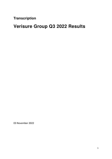 Vorschaubild Verisure plc Quartalsbericht 2022-q3