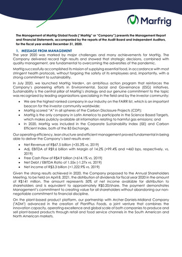 Vorschaubild Marfrig Global Foods Finanzmitteilung 2020