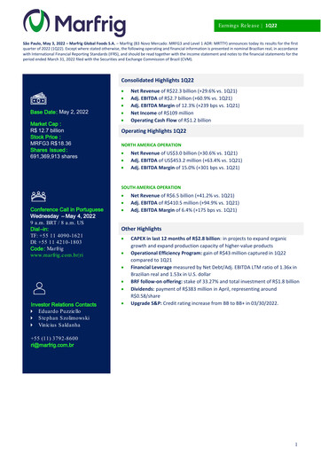 Vorschaubild Marfrig Global Foods Quartalsbericht 2022-q1