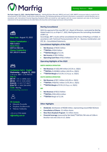 Vorschaubild Marfrig Global Foods Quartalsbericht 2022-q2