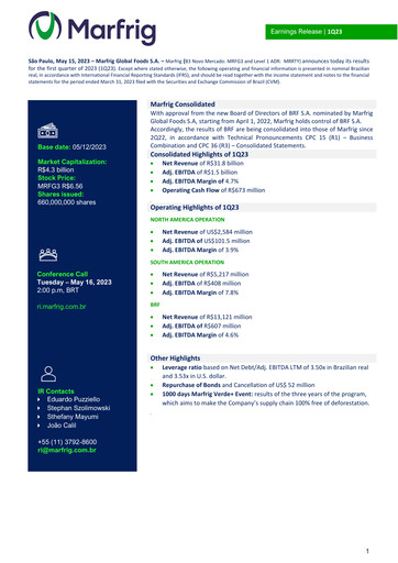 Vorschaubild Marfrig Global Foods Quartalsbericht 2023-q1