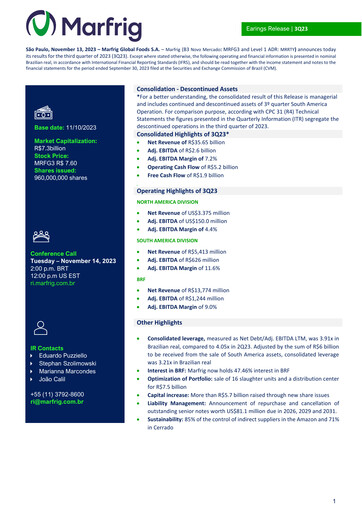 Vorschaubild Marfrig Global Foods Quartalsbericht 2023-q3