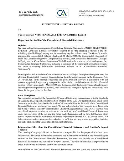 Thumbnail NTPC Green Energy Financial Statement 2022-2023